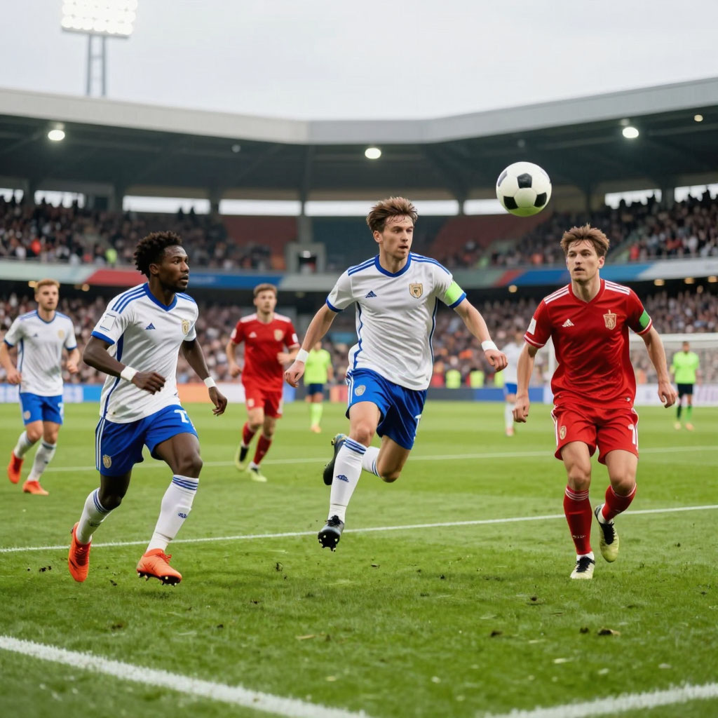 Football players in action